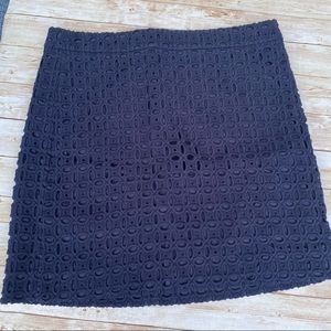 J Crew Womens Navy Textured Eyelet Mini Skirt